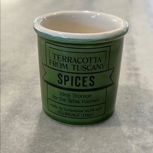 Sur La Table Terracotta From Tuscany Spice Jar Made in Italy - No Lid in Green
